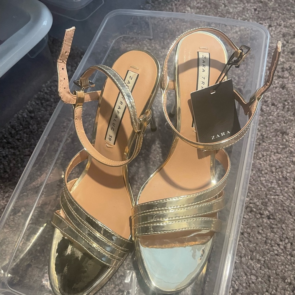 New Zara Gold sandals